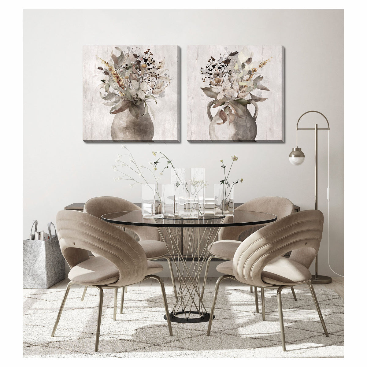 Canevas d'arrangement floral d'automne I, 24" x 24"  