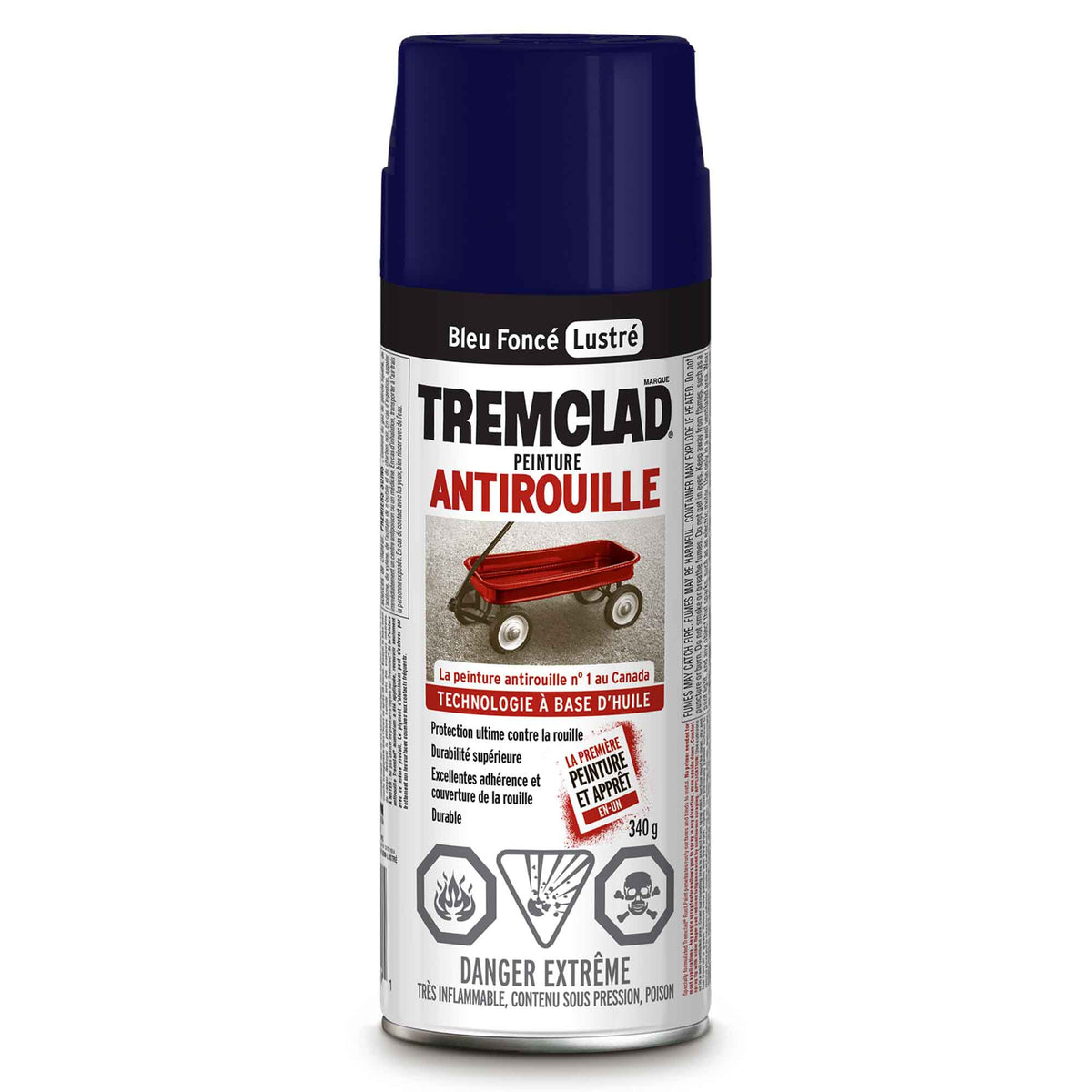 Tremclad peinture aérosol antirouille à base d&#39;huile bleu foncé lustré, 340 g