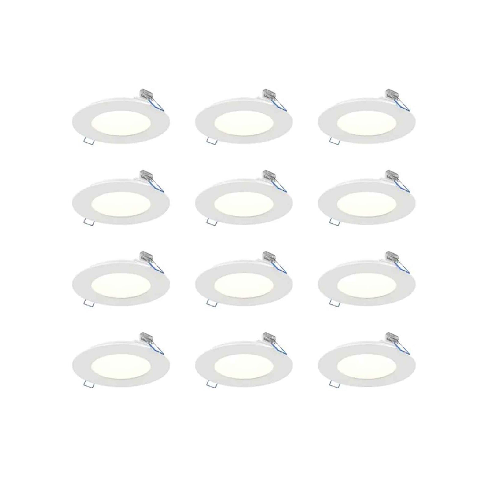 Ensemble de panneaux à DEL de 4'' encastrés et ultra minces blancs, 12 unités