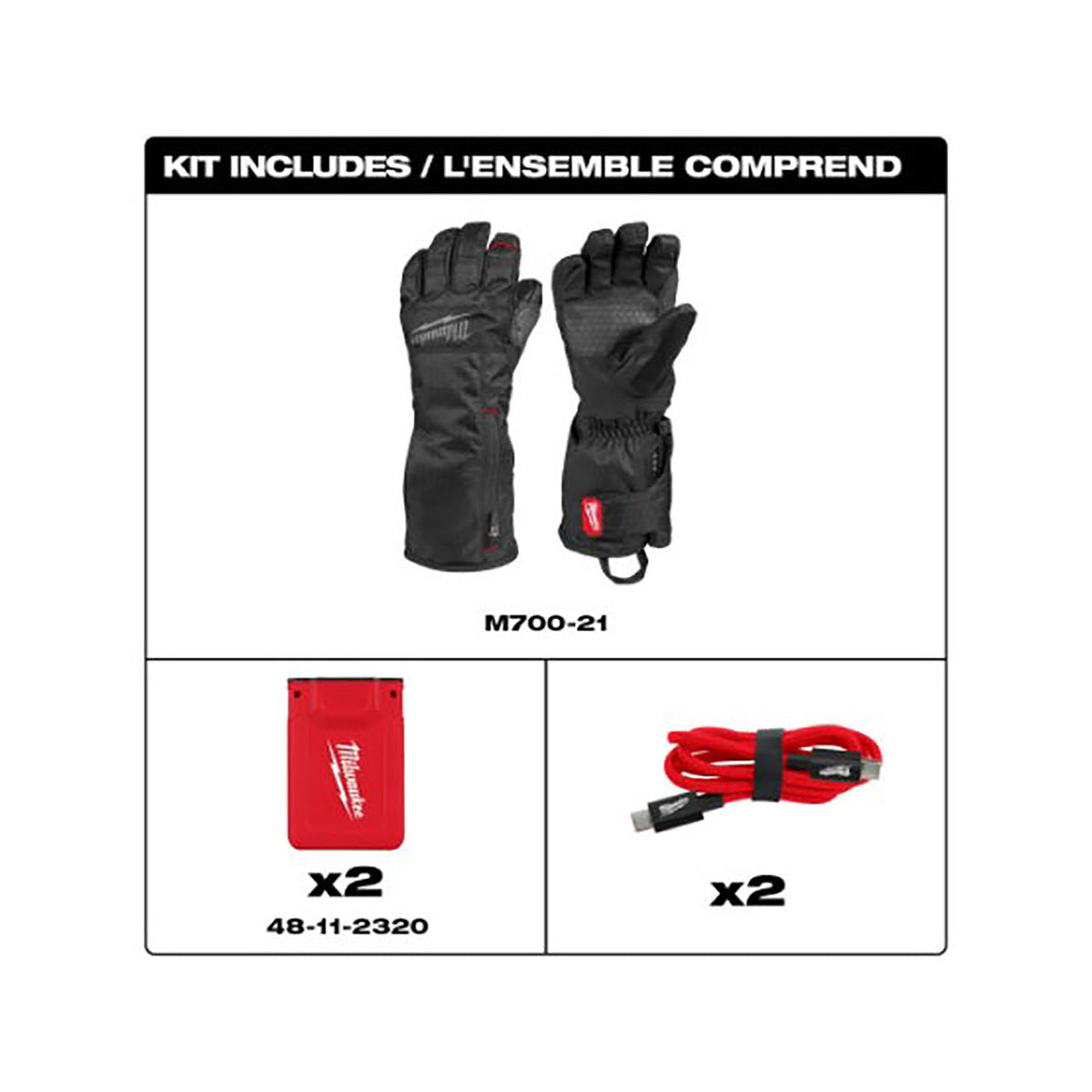 Gants d'hiver chauffants rechargeables par USB, grand (noir)