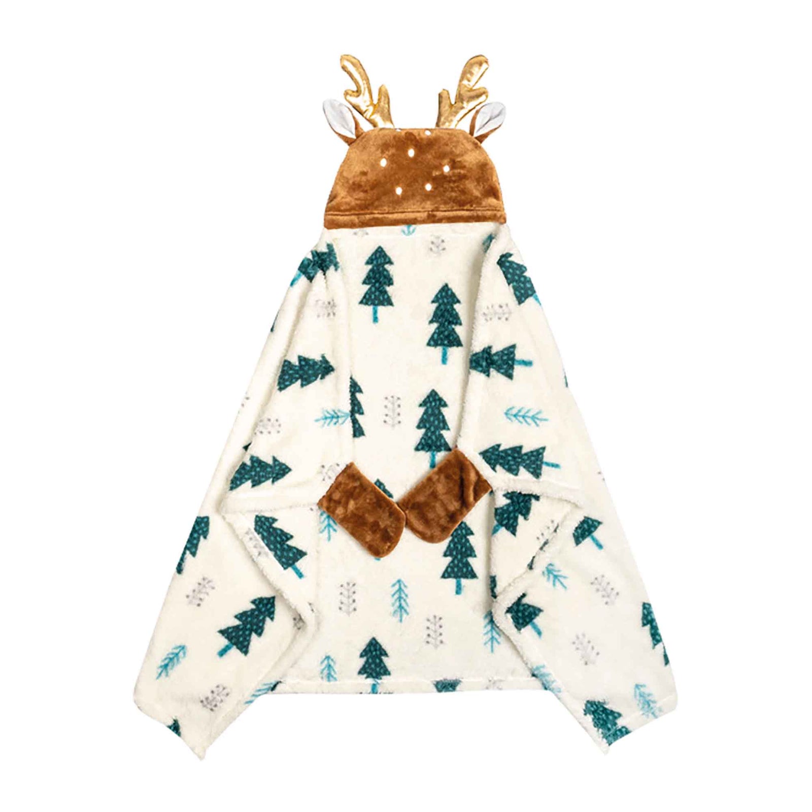 Couverture à capuche portable pour enfants de 50'' x 30'', design chevreuil