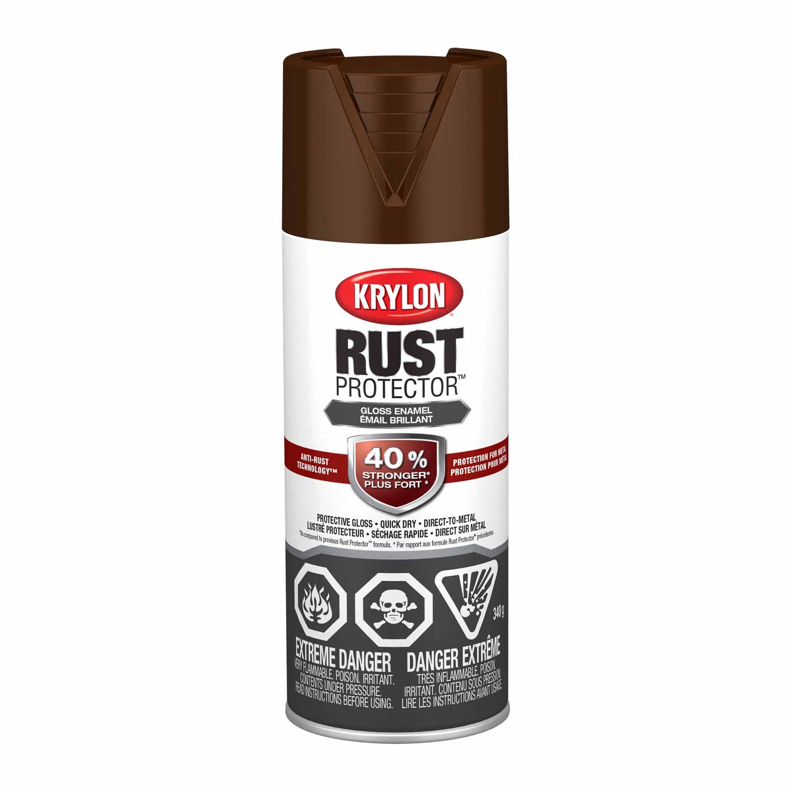 Krylon Rust Protector aérosol émail brillant brun cuir, 340 g