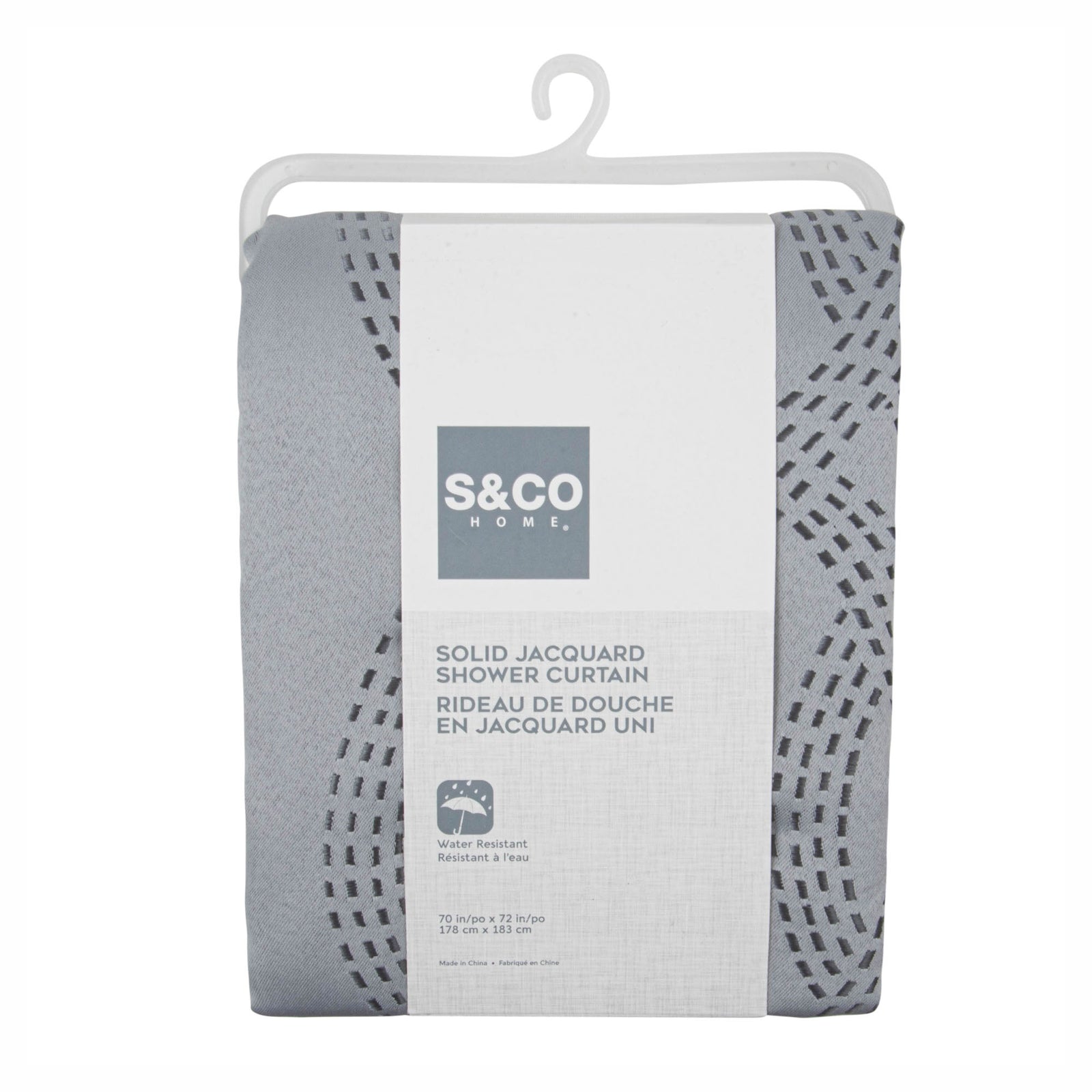 Rideau de douche en Jacqard gris pâle, 70" x 72"