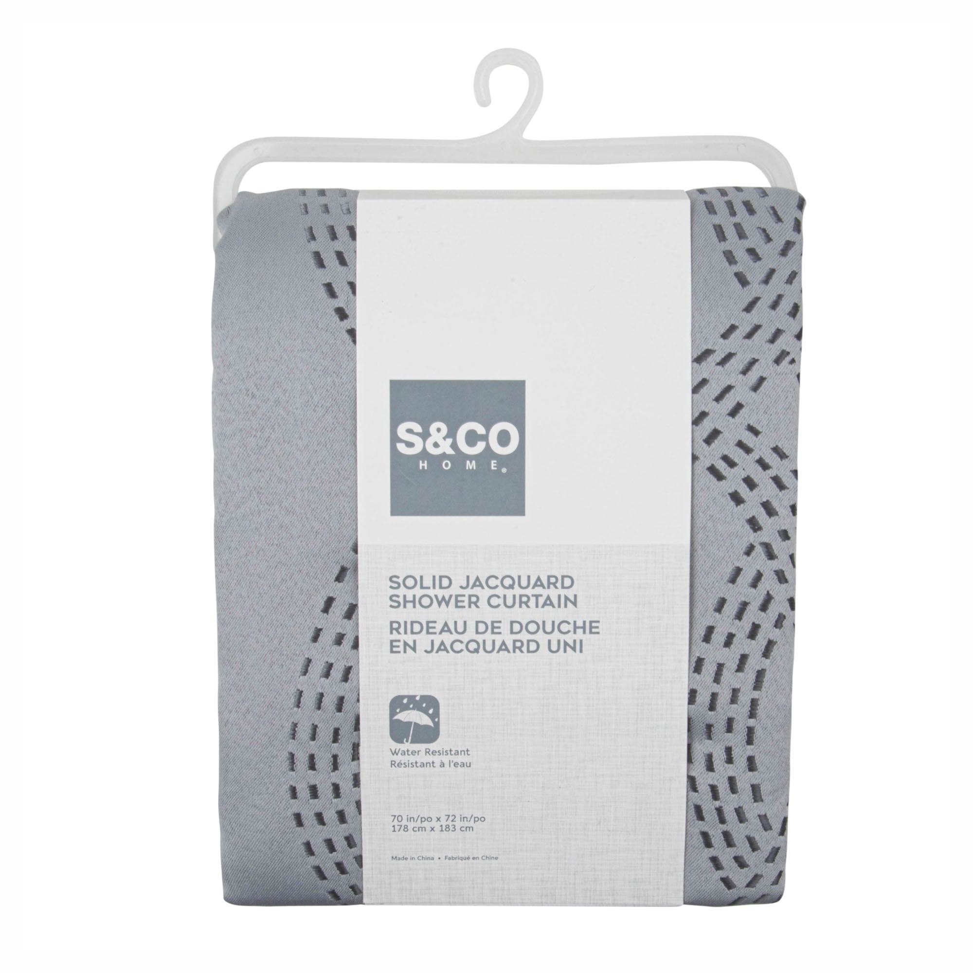 Rideau de douche en Jacqard gris pâle, 70" x 72"