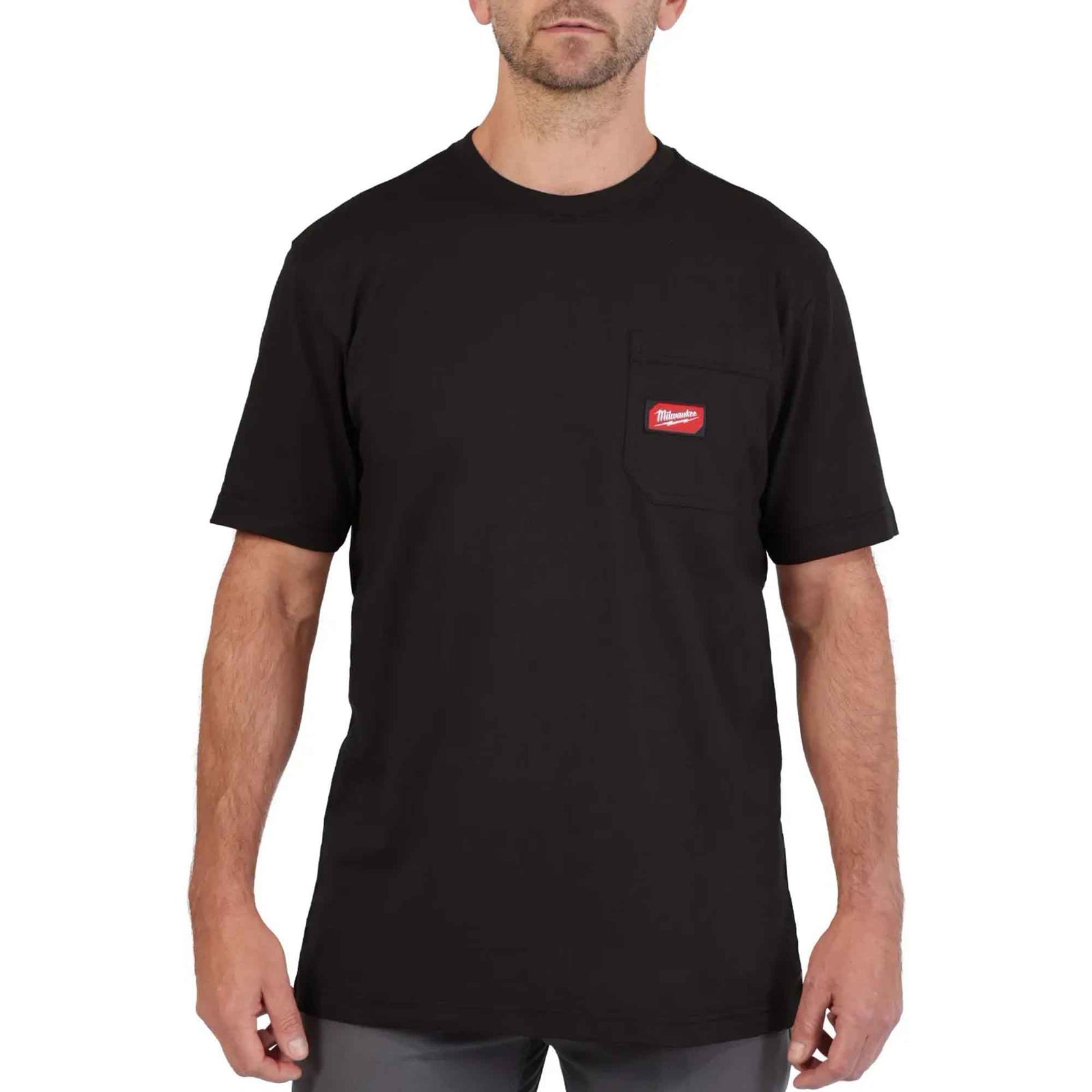 Chandail de travail Gridiron à manches courtes avec poche pour homme, noir (T-grand)