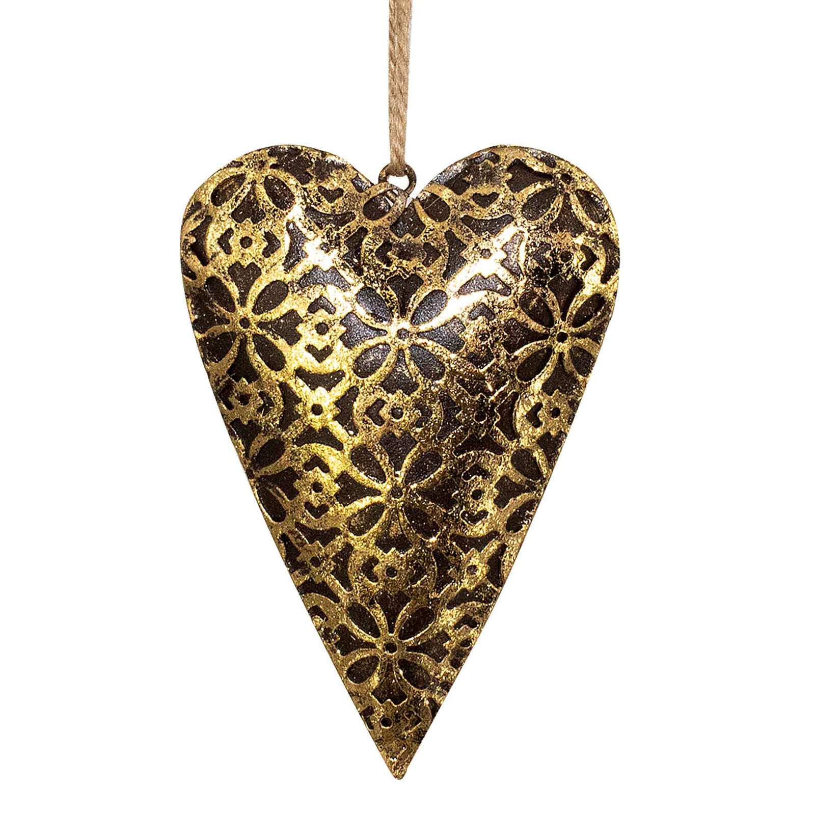 Ornement doré métallique en forme de cœur, 4,5''