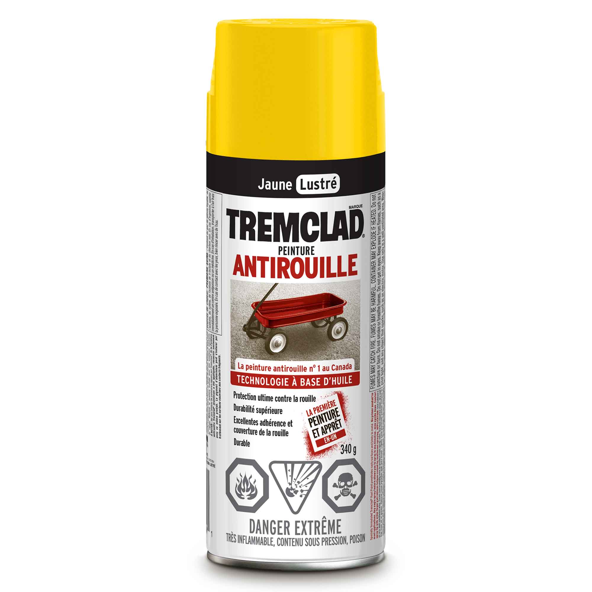 Tremclad peinture aérosol antirouille à base d'huile jaune lustré, 340 g