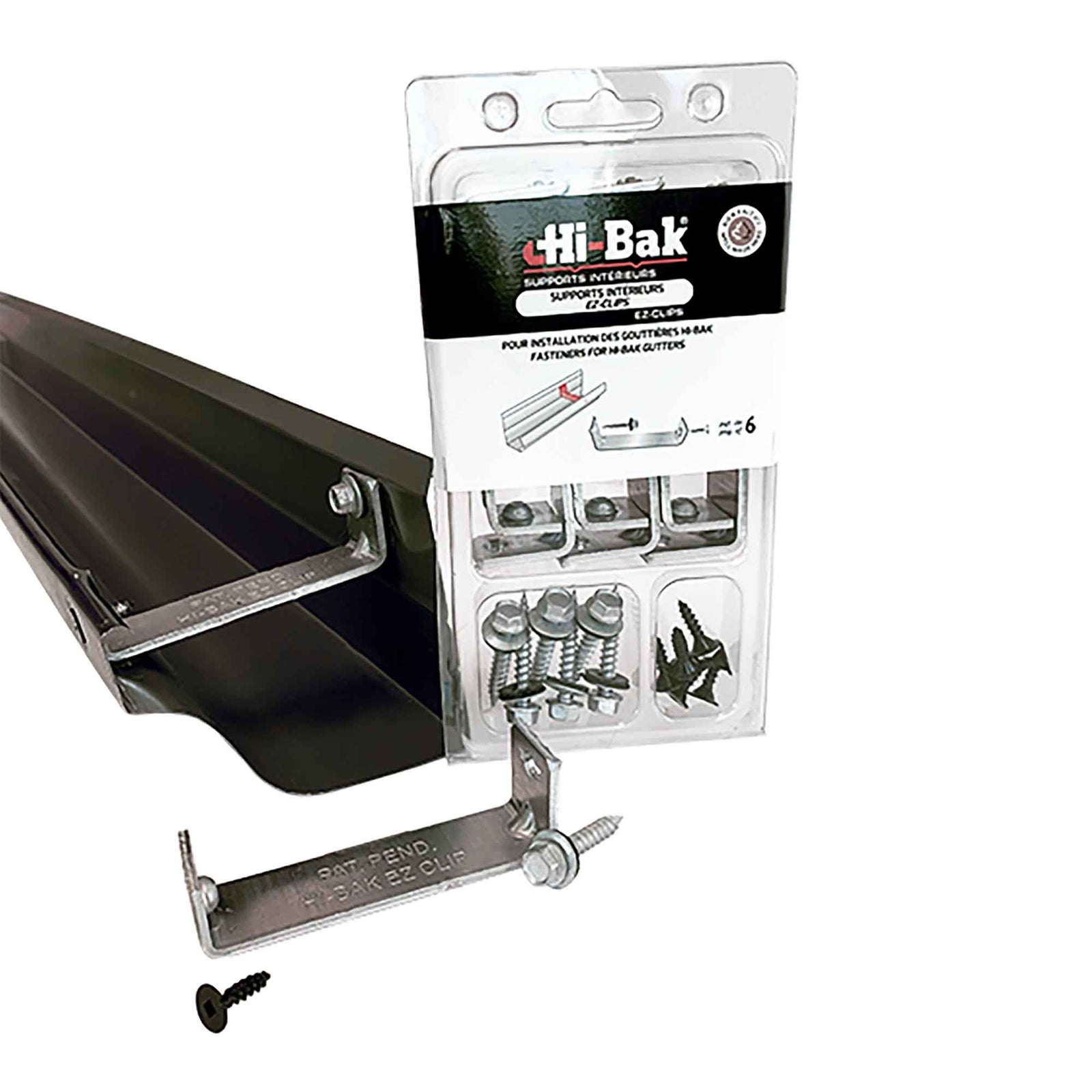 Support d'intérieur de gouttière Ez-Clips, noir (6 unités)