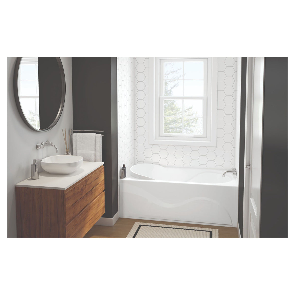 Baignoire ergonomique avec jupe Nova, 60'' x 32'' (drain à droite)