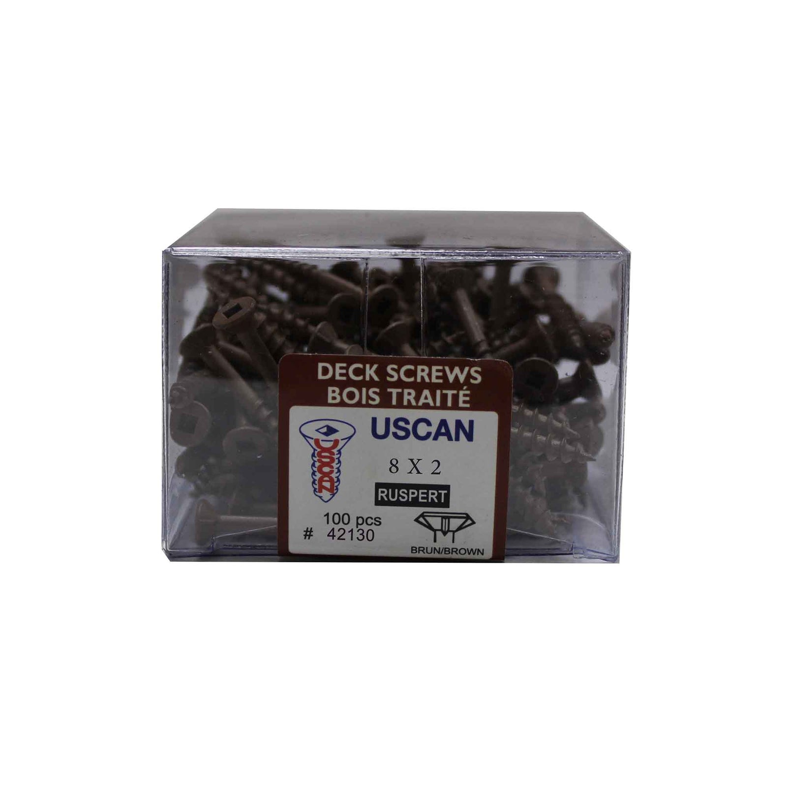 Vis à bois traité brune, #8 x 2" (100 unités)