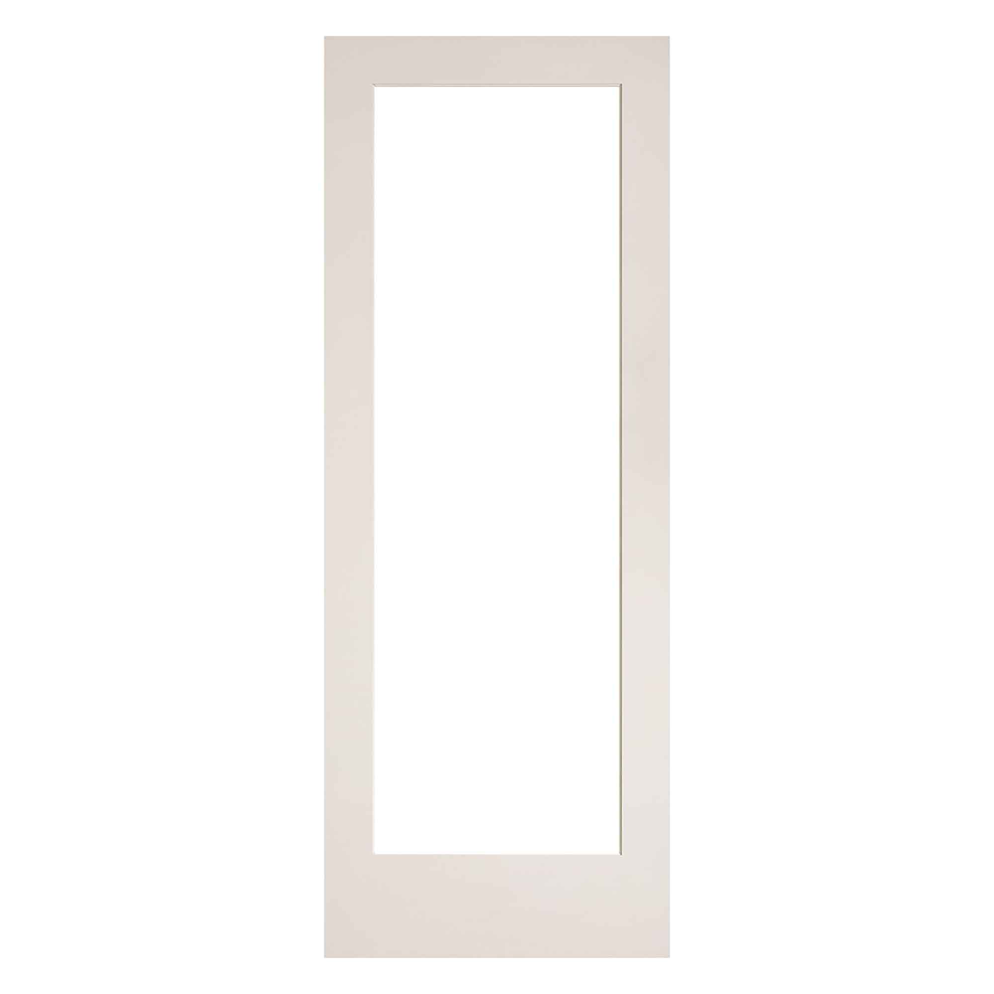 Porte Française de style Shaker à 1 verre clair avec apprêt blanc, 28' x 80'' 