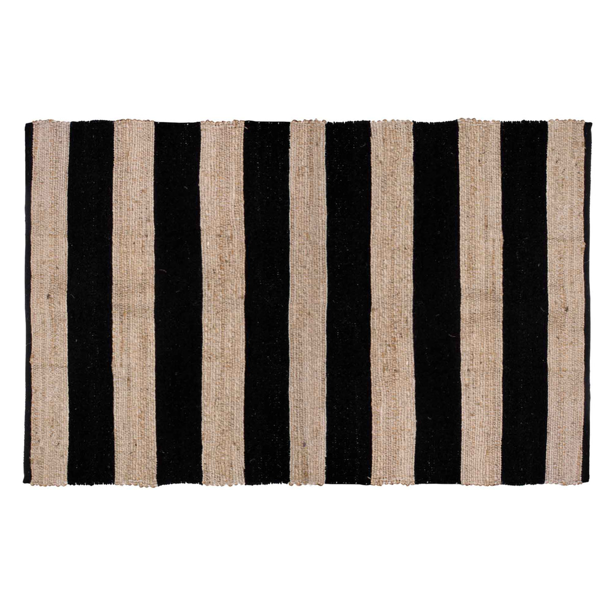 Tapis en jute avec rayures noires, 75&quot; x 49&quot;