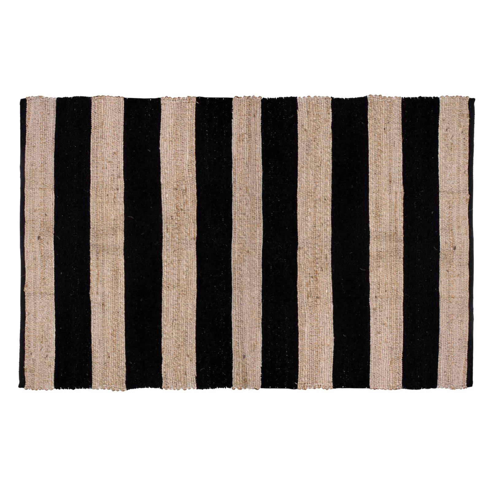 Tapis en jute avec rayures noires, 75" x 49"