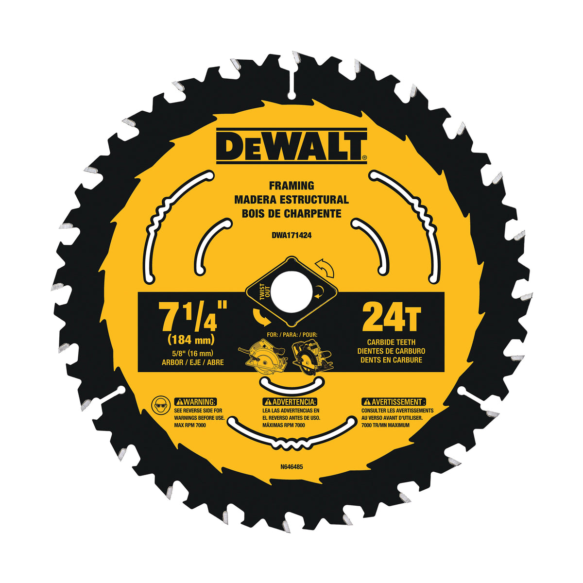 Lame de scie circulaire DEWALT 7 1/4&quot; 