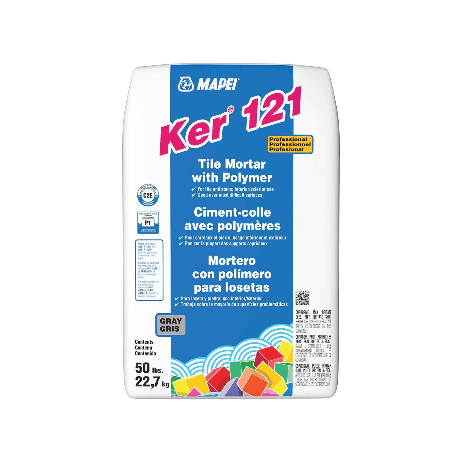 Ciment-colle avec polymères Ker 121 de 50 lb, gris