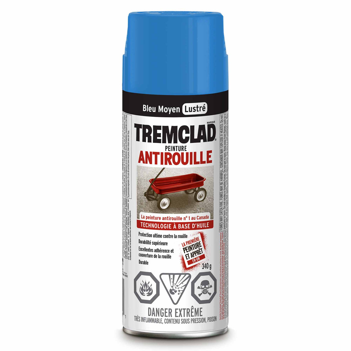 Tremclad peinture aérosol antirouille à base d&#39;huile bleu moyen lustré, 340 g