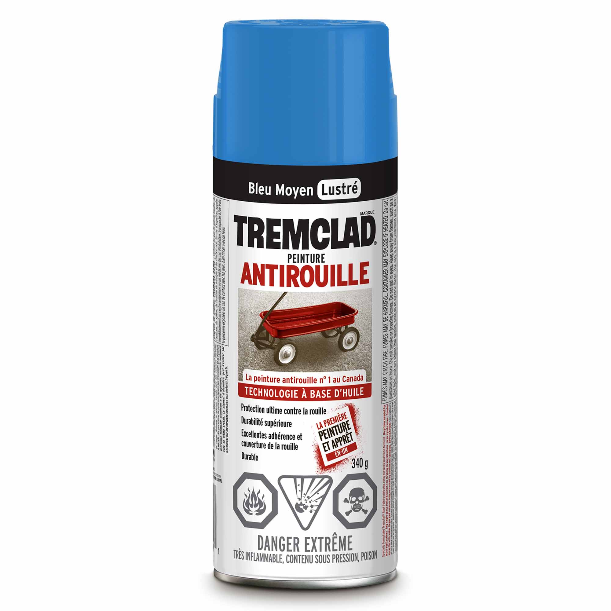 Tremclad peinture aérosol antirouille à base d'huile bleu moyen lustré, 340 g