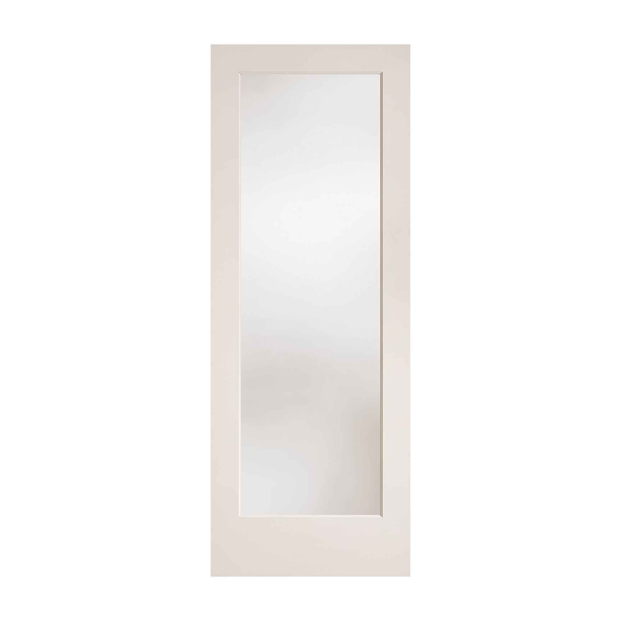 Porte Française de style Shaker à 1 verre laminé avec apprêt blanc, 32'' x 80'' 