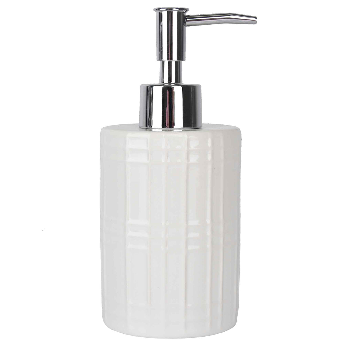 Pompe à savon avec texture à carreaux, blanc