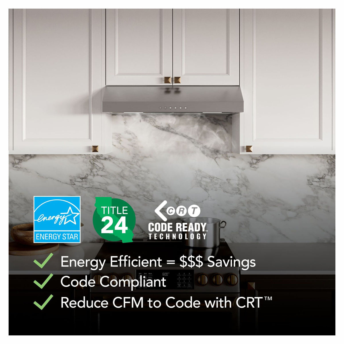 Hotte de cuisine sous-armoire Glacier de 30" avec puissance maximale de 490 pi³ / min, acier inoxydable