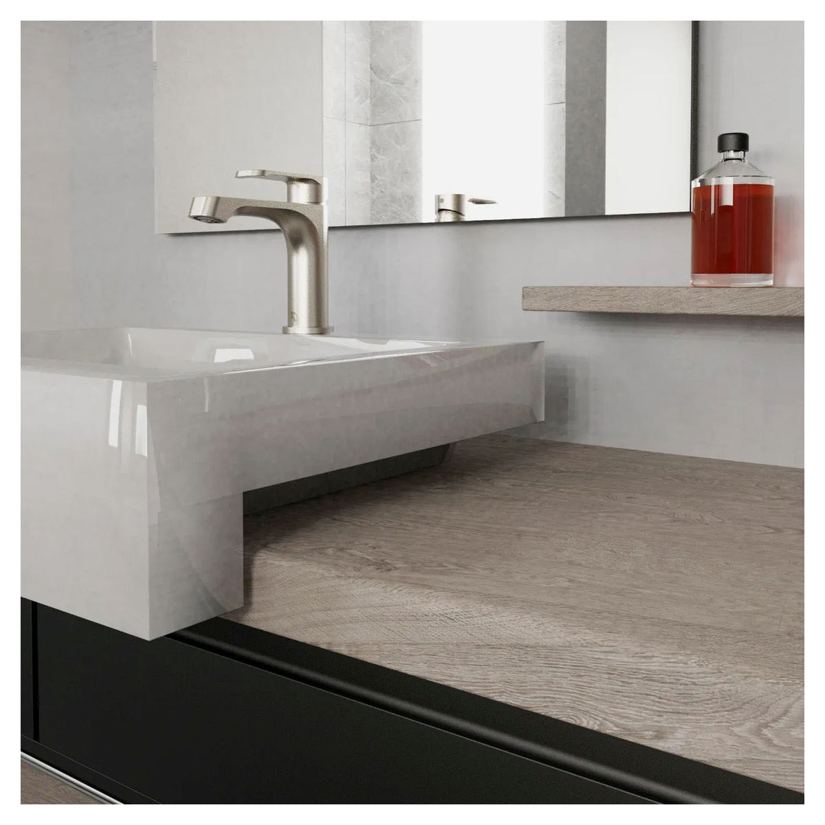 Robinet monotrou Fusio pour lavabo, nickel brossé