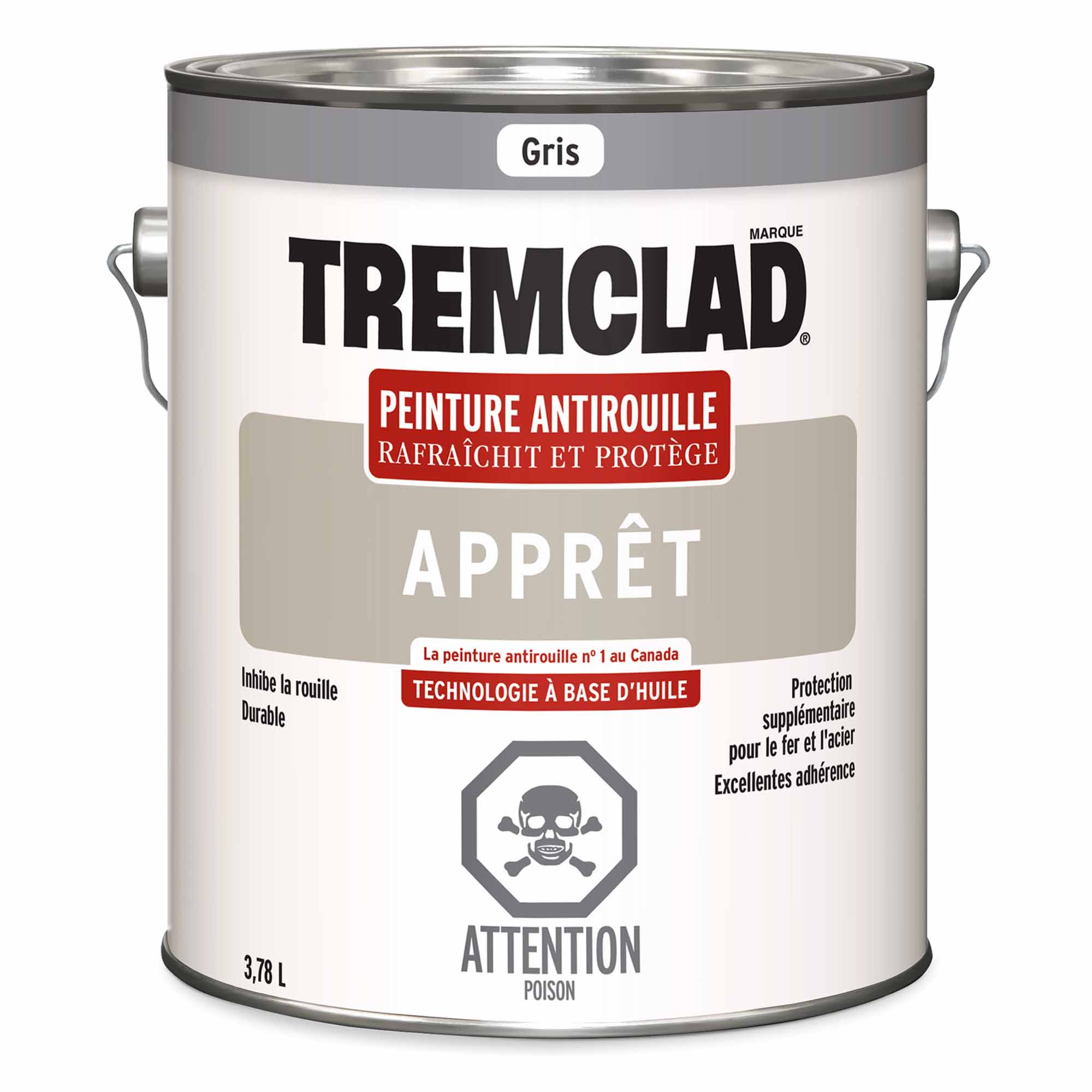 Tremclad apprêt antirouille gris, 3,78 L