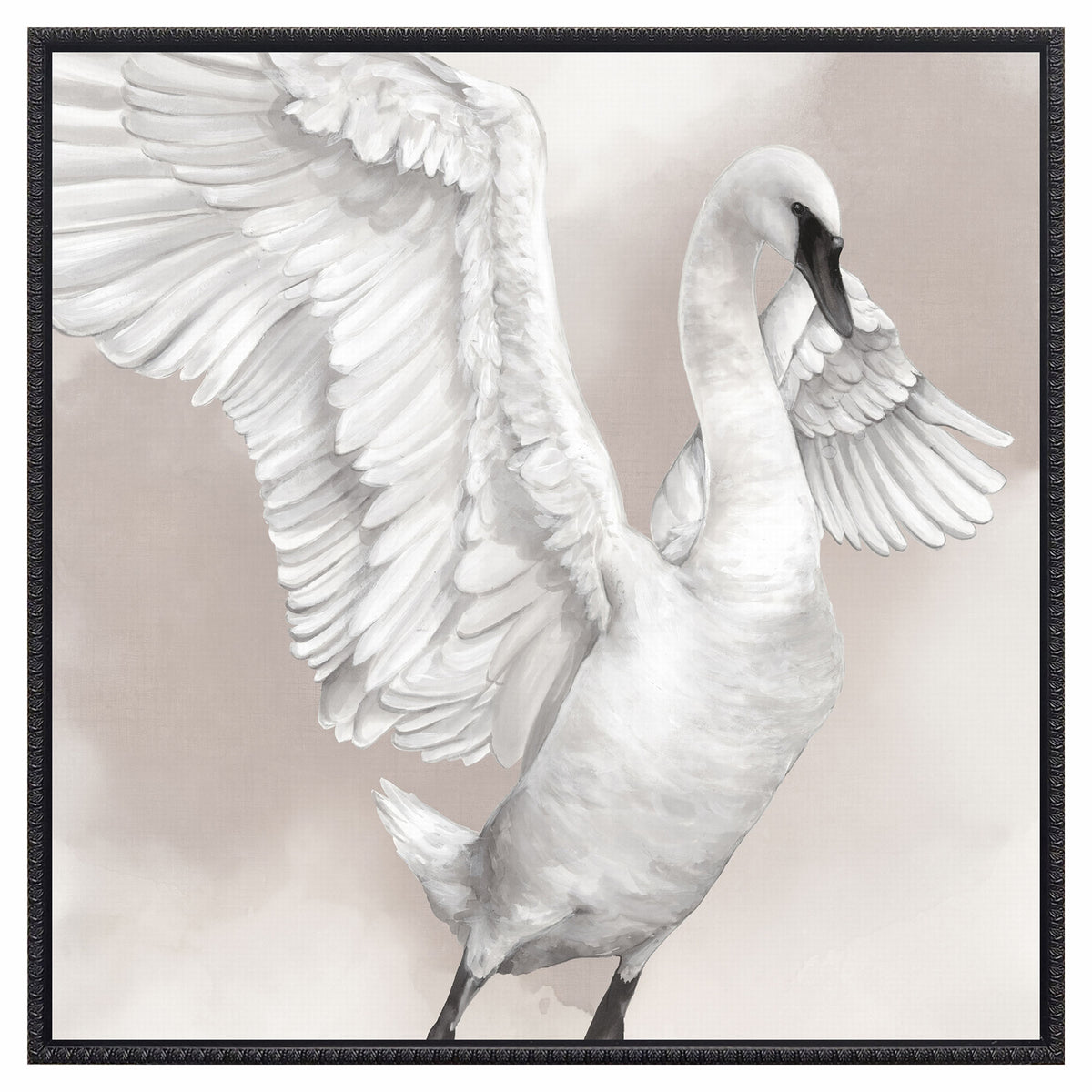 Canevas de cygne blanc gracieuse pose à droite, 30" x 30"