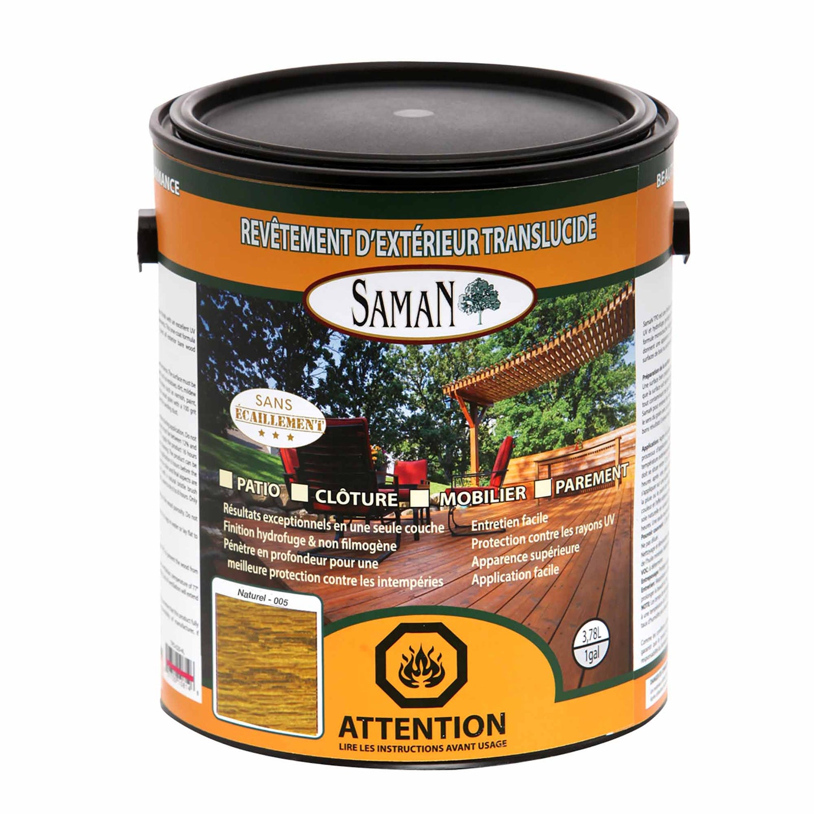 Revêtement d'extérieur translucide Naturel 3,78 L