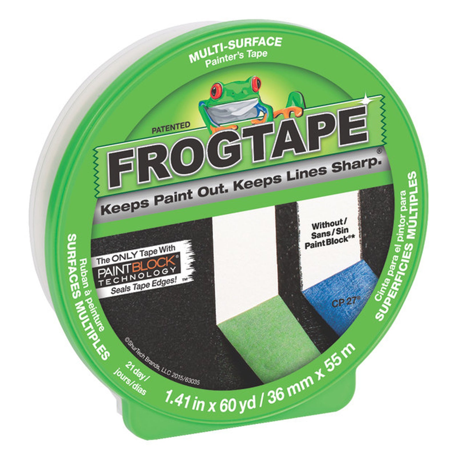 Ruban de peintre multi-surfaces de qualité supérieure FrogTape vert, 36 mm x 55 m