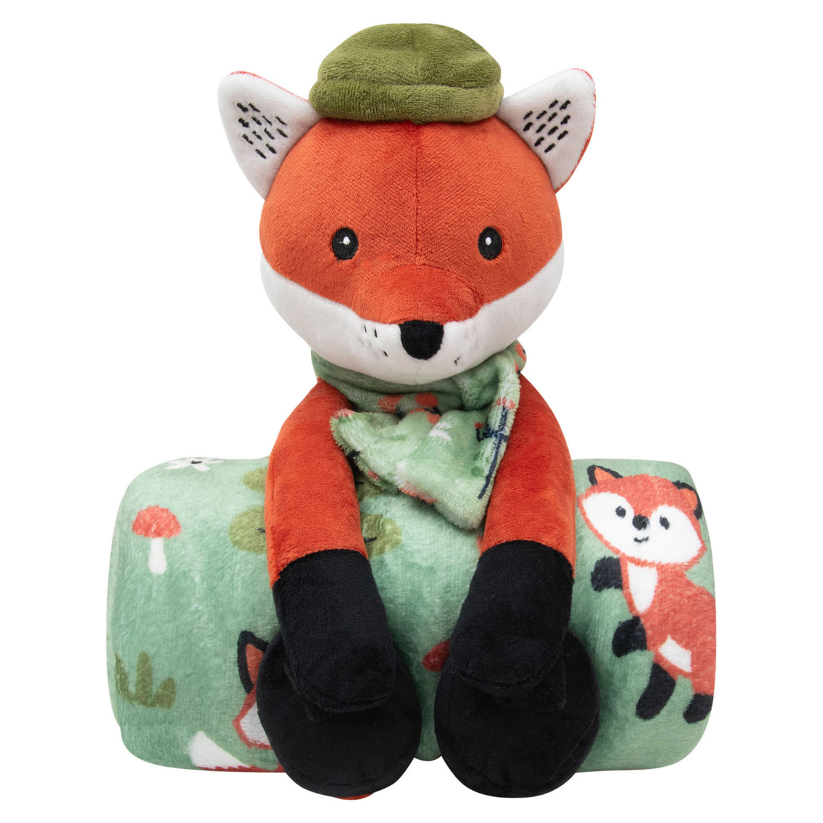 Ensemble d'un jeté et d'une peluche pour enfants, 48'' x 60'' (Finn le renard)