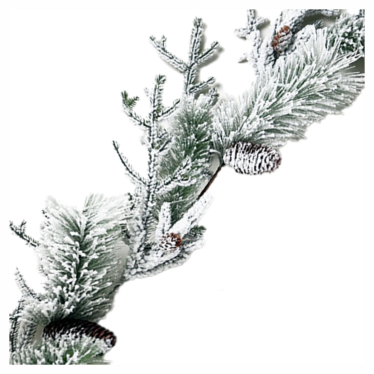 Guirlande de pin mixte floquée avec pommes de pin, 60"