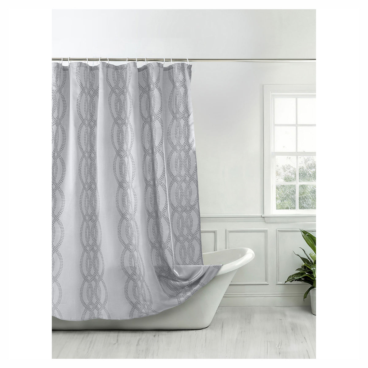 Rideau de douche en Jacqard gris pâle, 70" x 72"