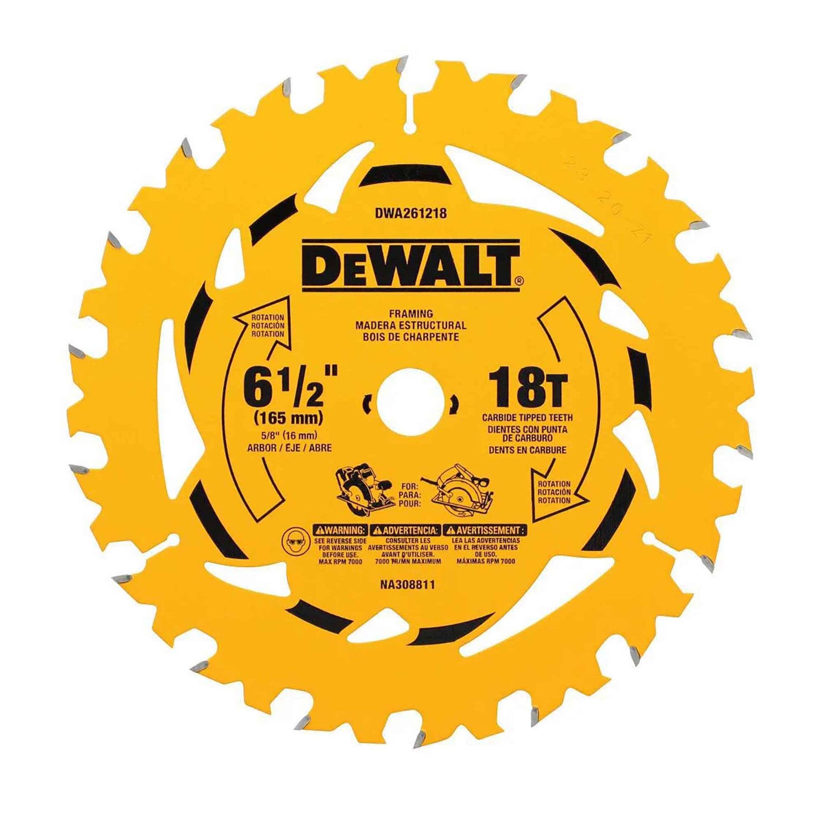 Lame de scie circulaire, 6-1/2'' x 18 dents
