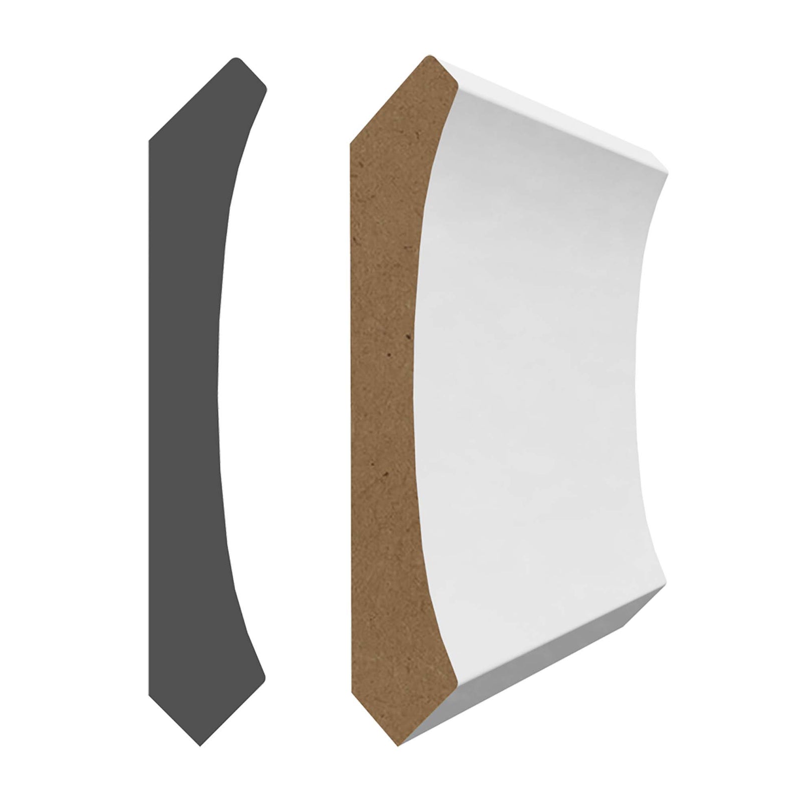 O'gee en MDF avec apprêt blanc 5/8'' x 3-1/2'' x 8'