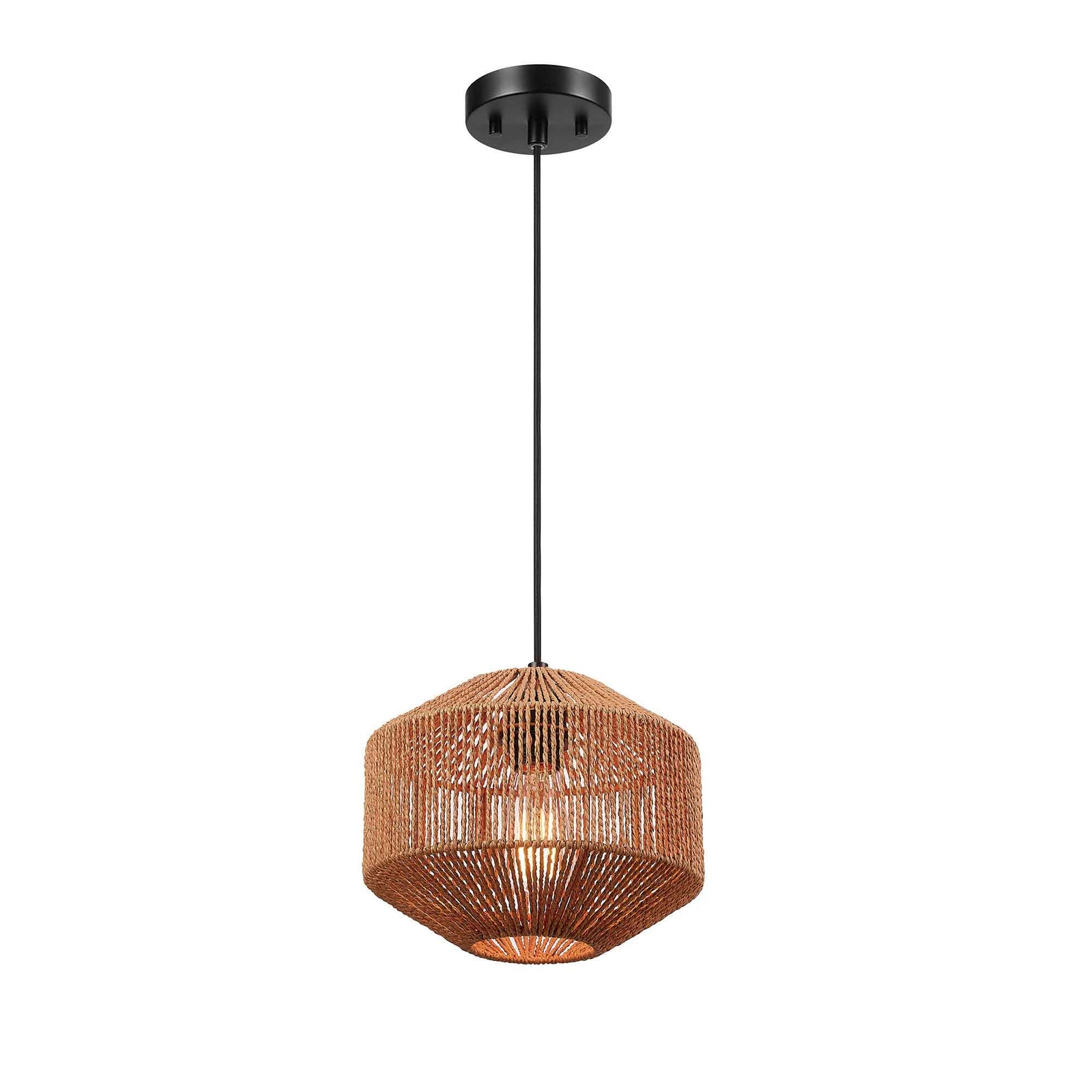 Luminaire suspendu Lotus à 1 lumière avec abat-jour en ficelle naturelle, 10,25"