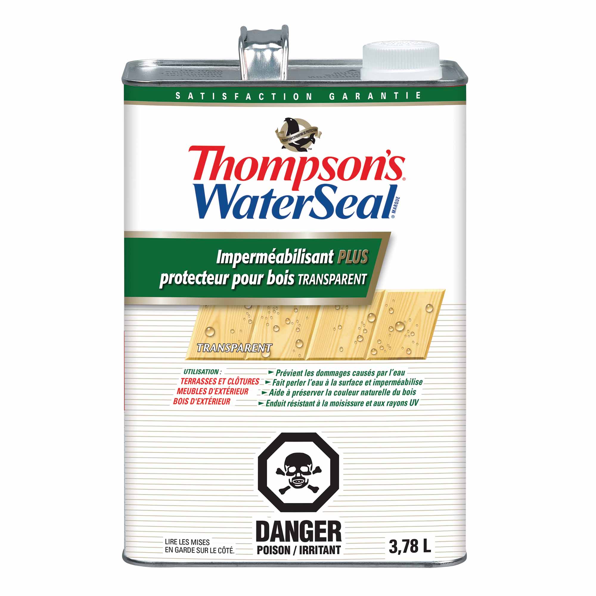 Thompson's WaterSeal imperméabilisant Plus protecteur pour bois transparent, 3,78 L