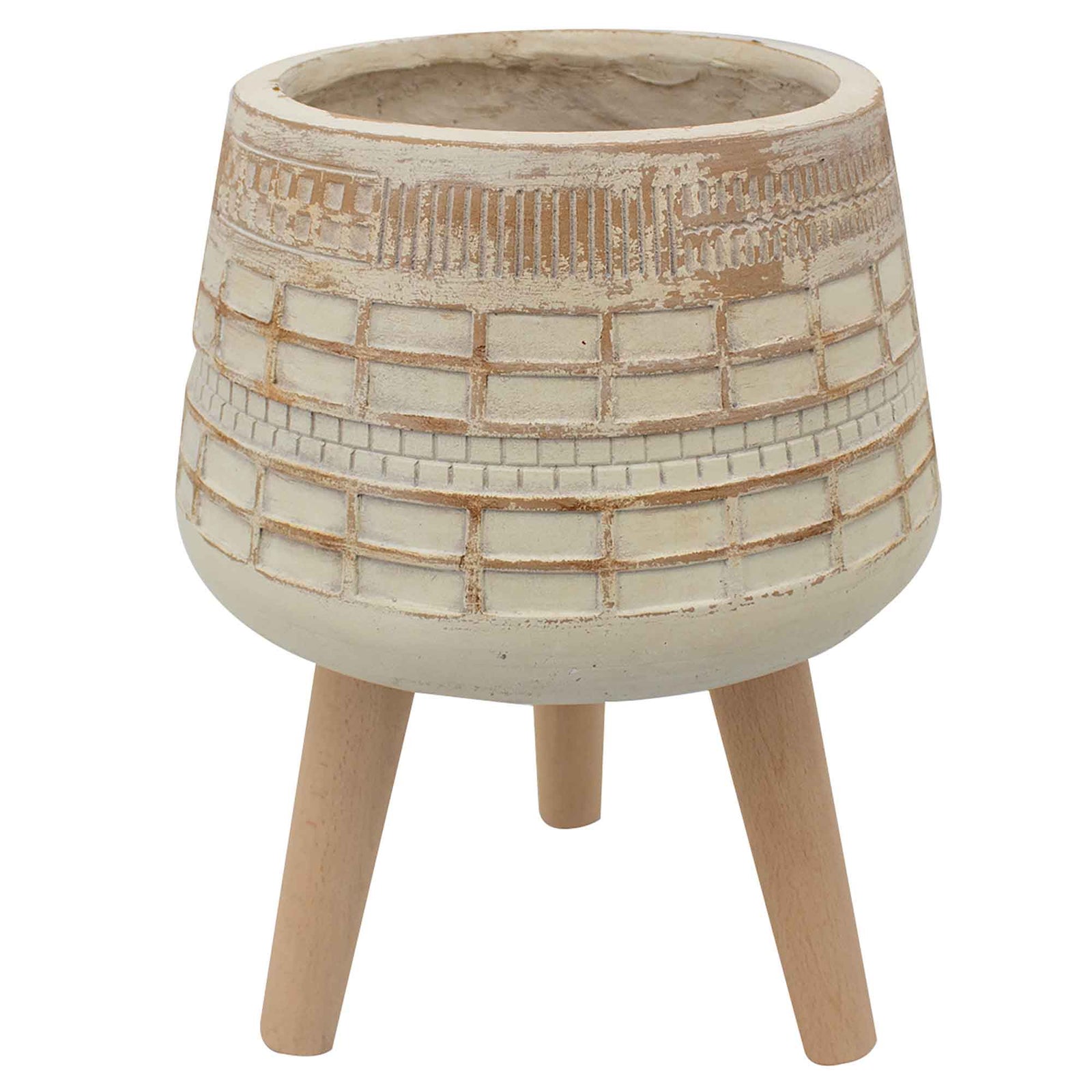 Jardinière sur pattes MGO blanc et brun, 7'' x 11''