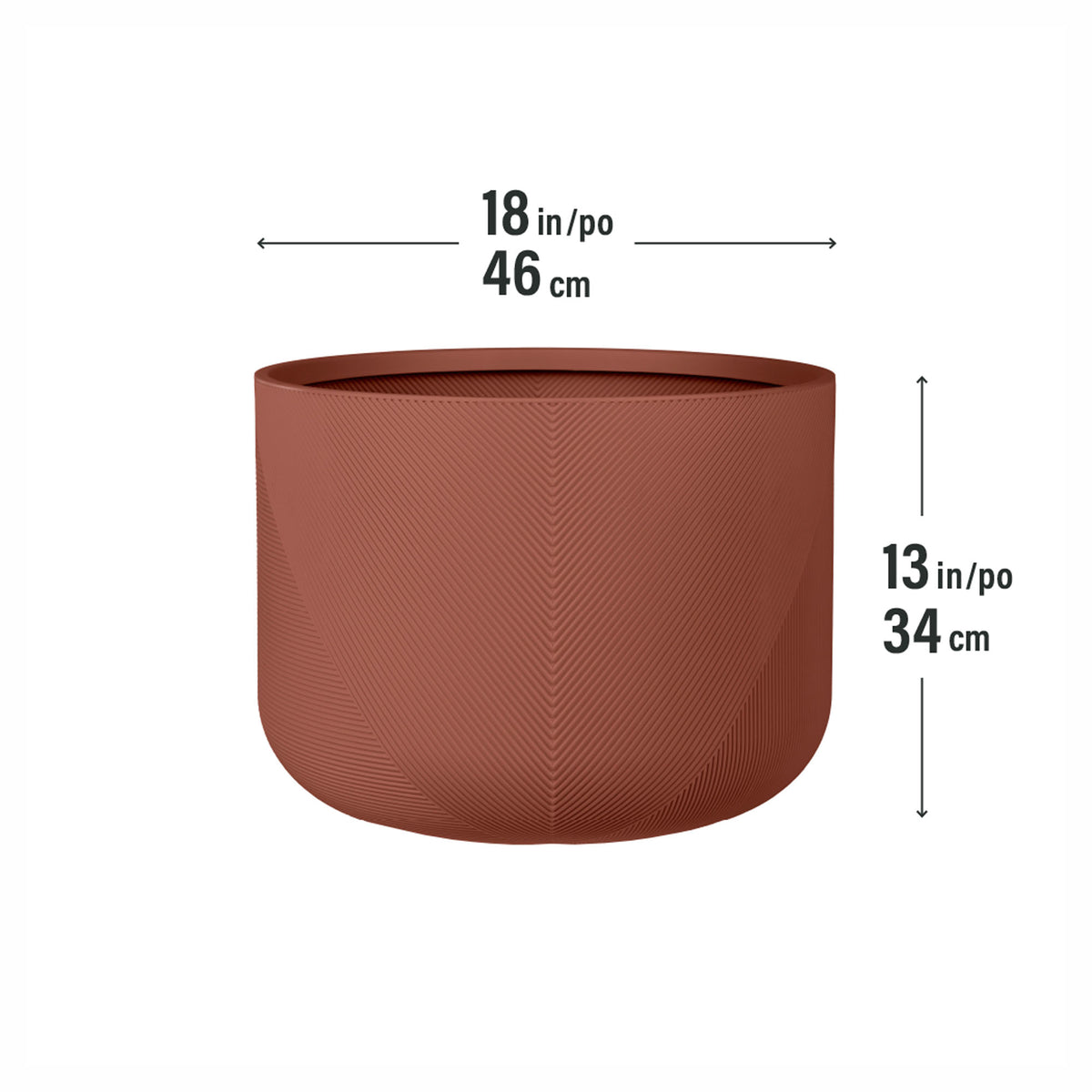 Jardinière Gavin en résine durable, 18" x 13" (argile rose)