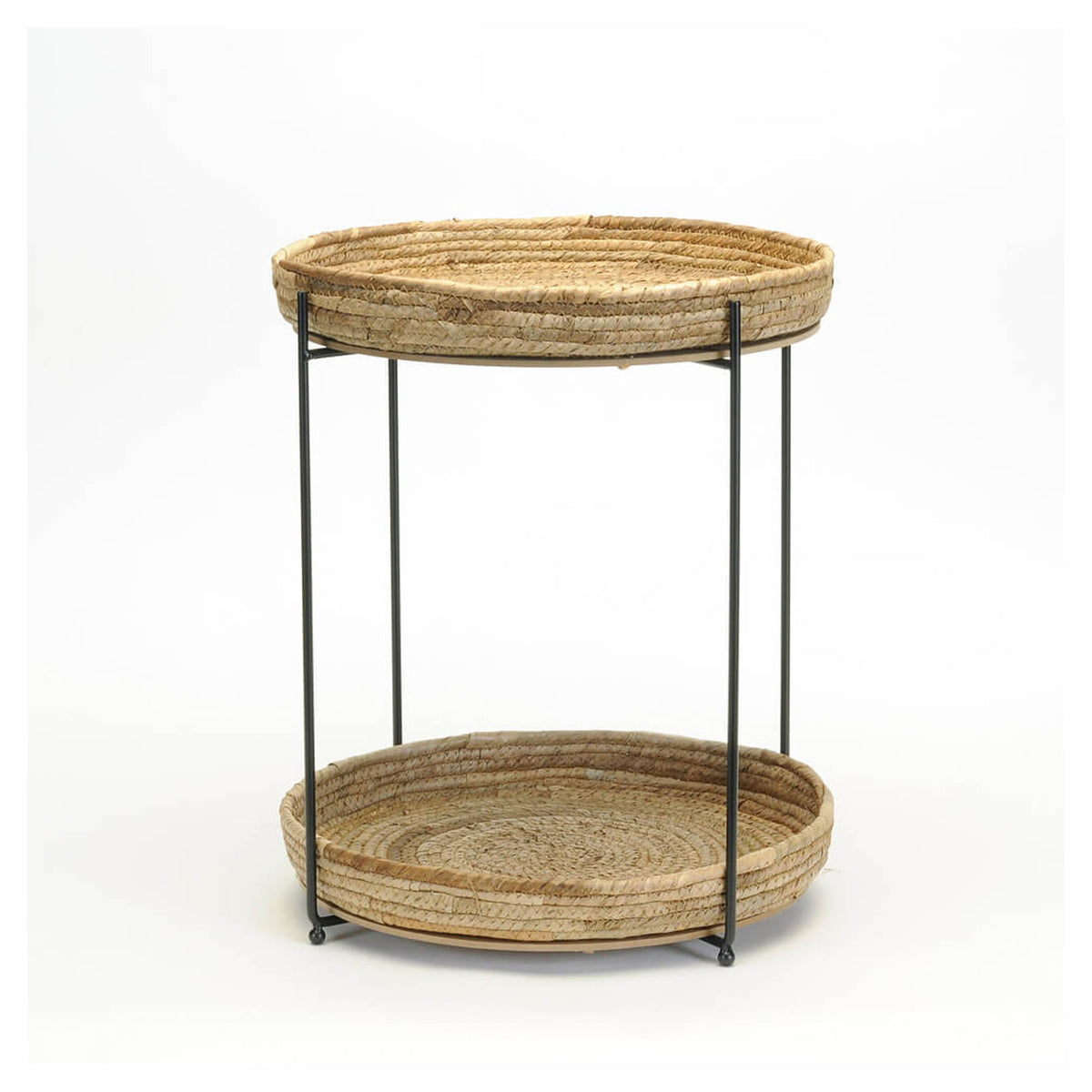 Table d'appoint avec paniers tressés en feuilles de bananier, 15,5'' x 18,5''