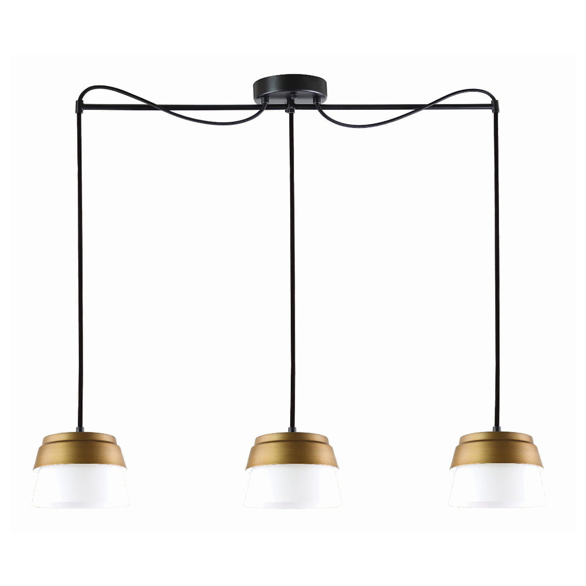 Luminaire suspendu Beldi à 3 lumières de la collection Canaries, noir et or