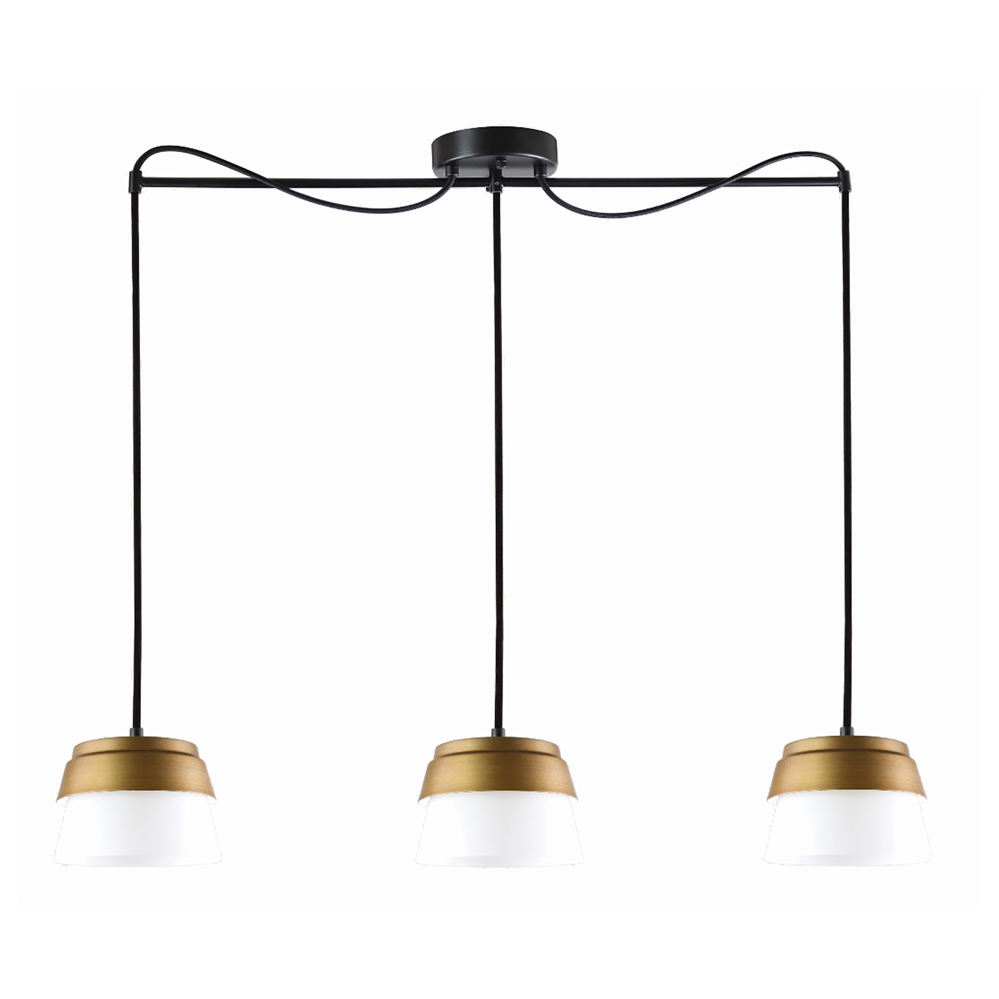 Luminaire suspendu Beldi à 3 lumières de la collection Canaries, noir et or