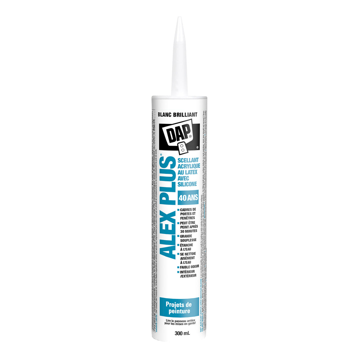 Calfeutrant au latex acrylique plus silicone blanc tout usage ALEX PLUS, 300 ml