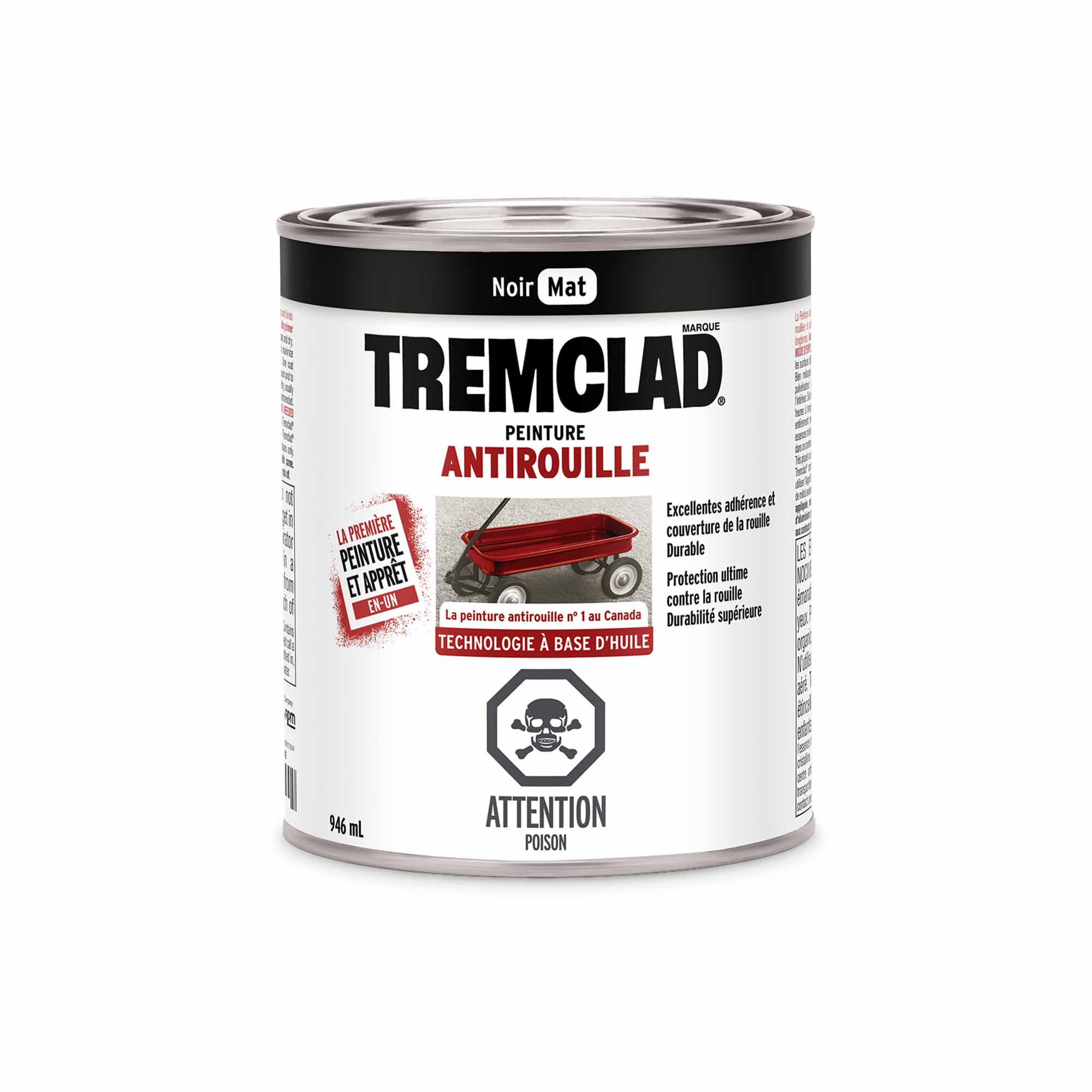 Tremclad peinture antirouille à base d'huile noir mat, 946 ml