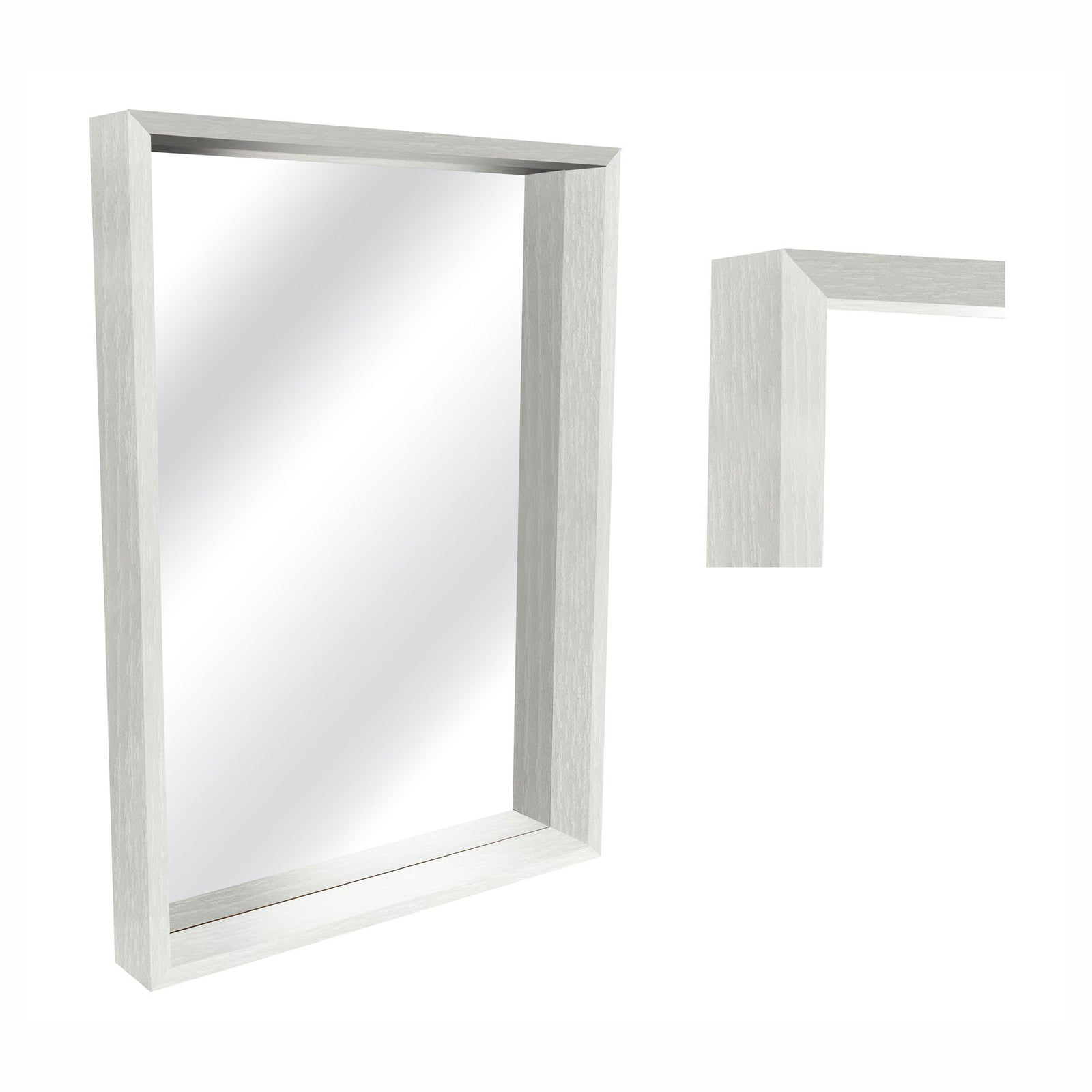 Miroir rectangulaire avec bordure d'aspect bois, 20" x 28" (blanc)
