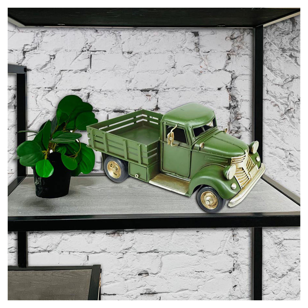 Décoration de camionnette verte d’époque, 11" x 4-1/4'' x 4-1/2"
