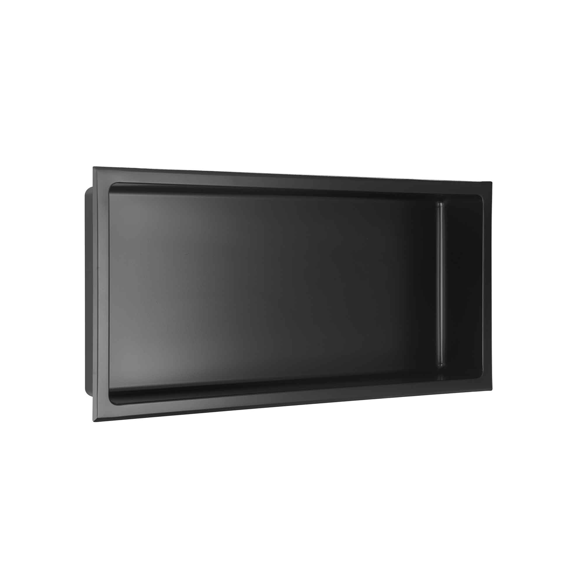 Niche de douche murale Layla en acier inoxydable noir mat, 12" x 24"