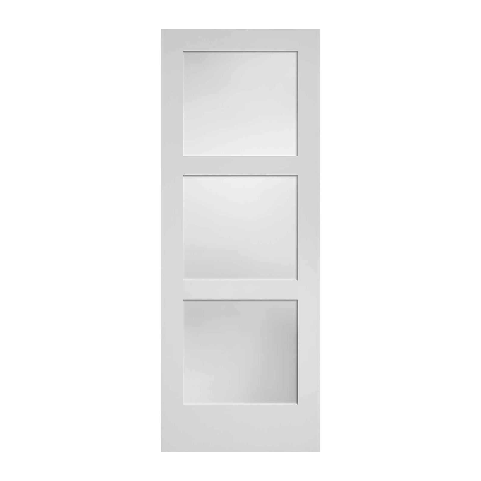 Porte Française de style Shaker à 3 verres laminés avec apprêt blanc, 32'' x 80'' 