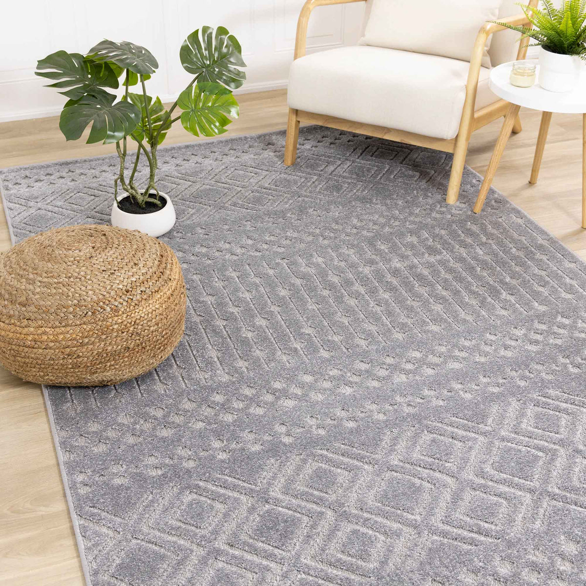 Tapis Oskar avec motifs, gris (91&quot; x 63&quot;)