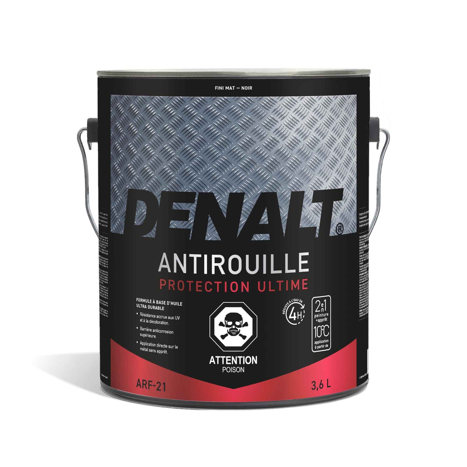 Peinture antirouille à base d'huile noir mat, 3,6 L