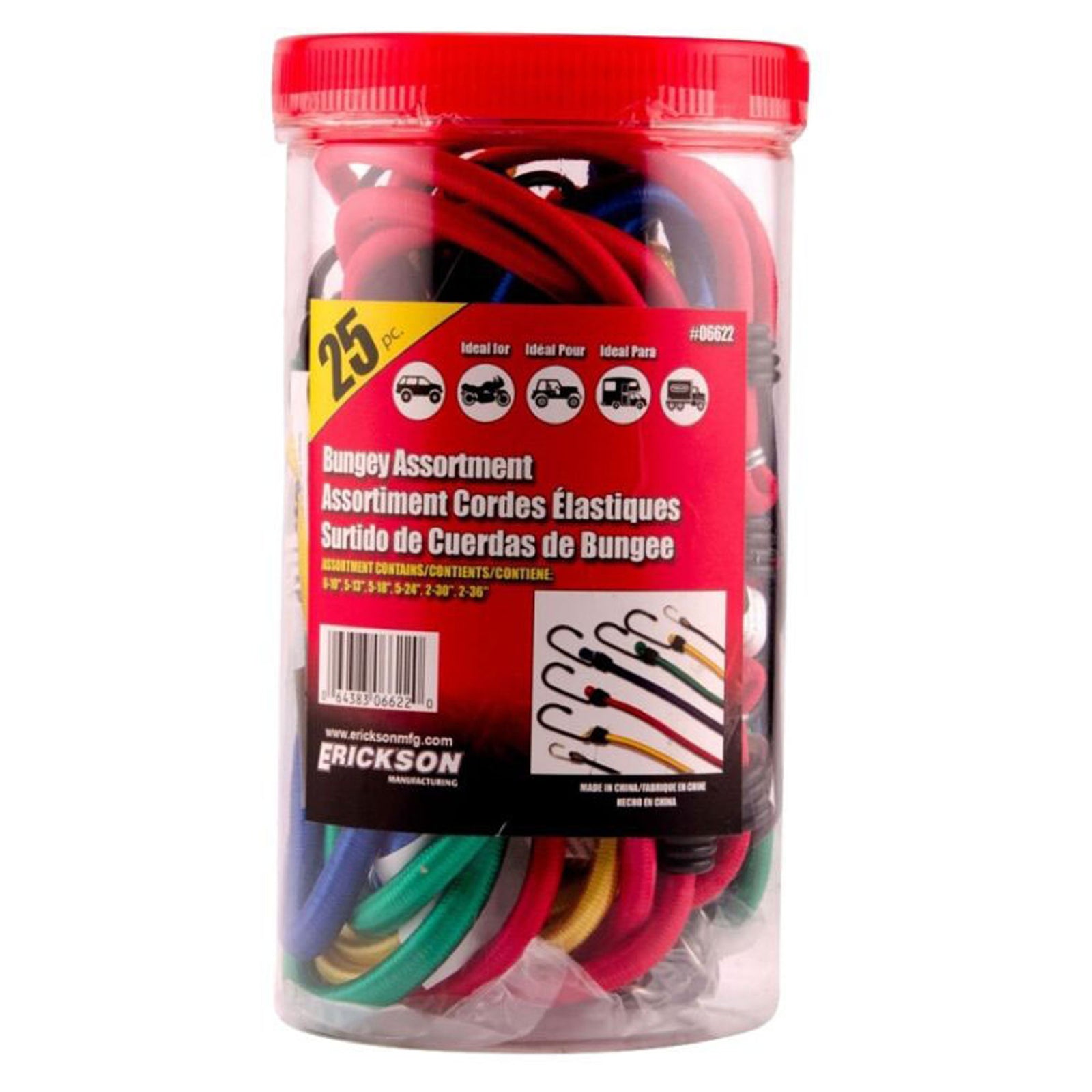 Assortiment de cordes élastiques, 25 pièces
